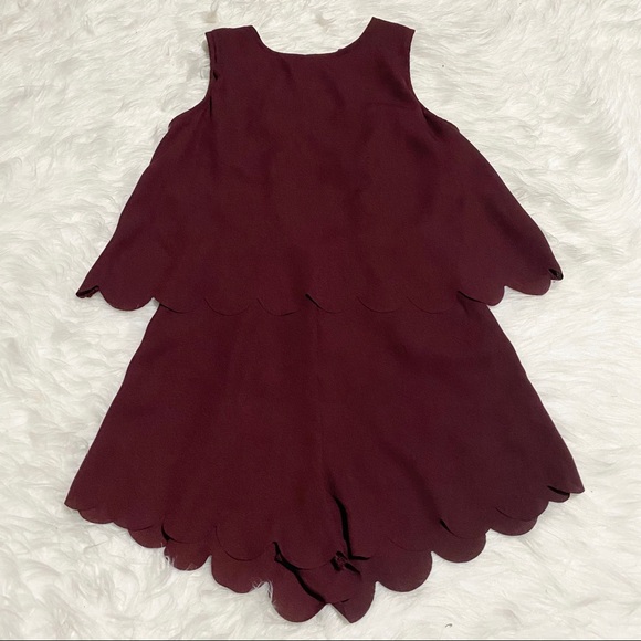 H&M Pants - H&M Burgundy Scalloped Romper